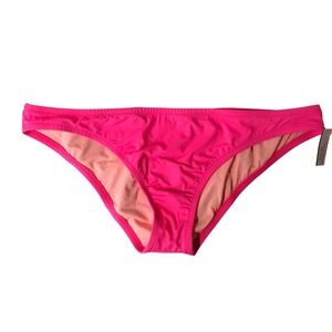 Victoria's Secret Neon Pink The Cheeky Bikini Bottom Gold Logo L NWT